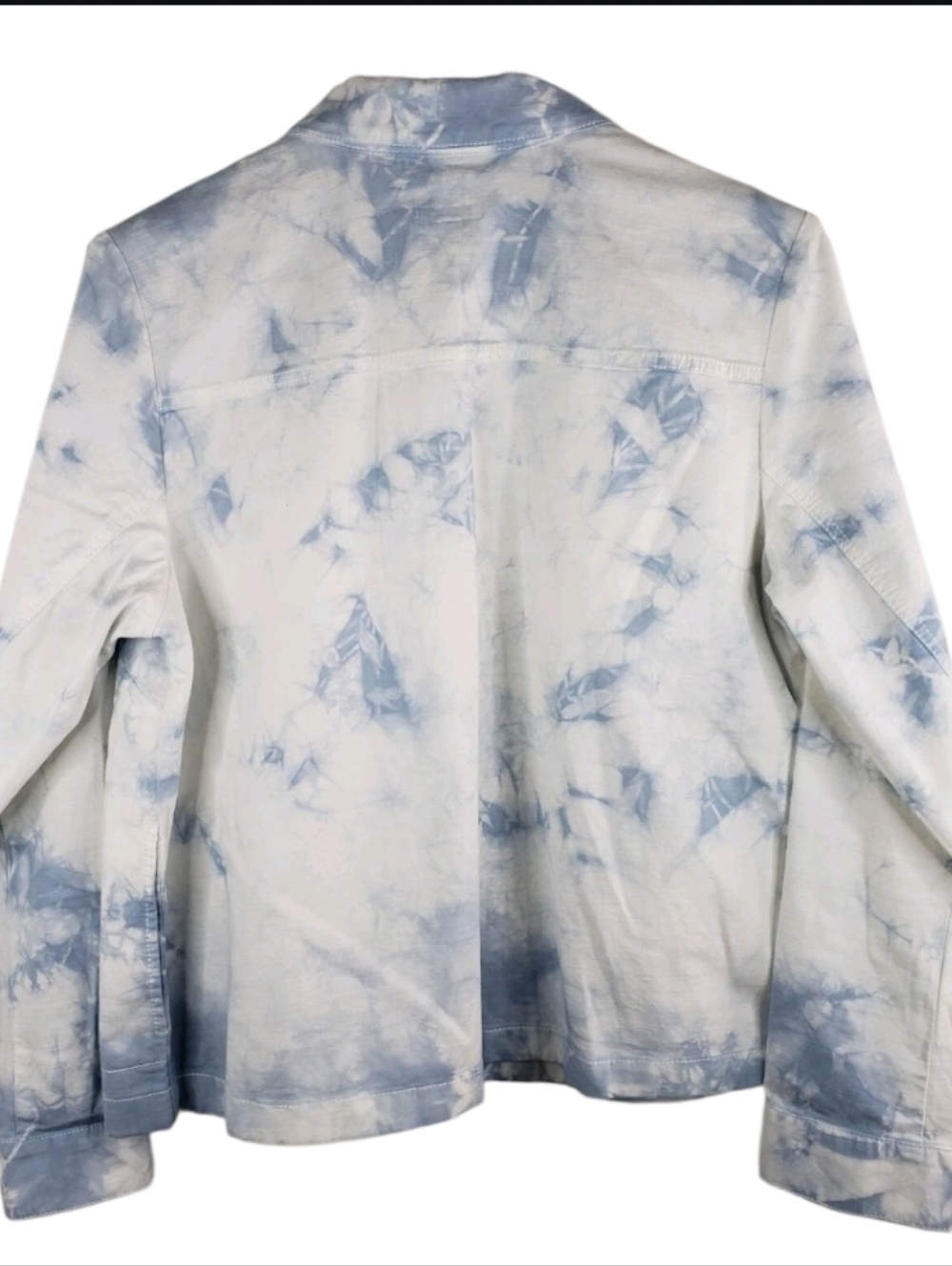 NWT JJill White Powder Blue Tie Dyed Lightweight Denim Jacket XL - Picture 3 of 7